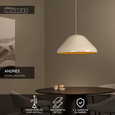 Lucide ANDRES - Pendelleuchten - Ø 56 cm - 1xE27 - Beige | Vibes